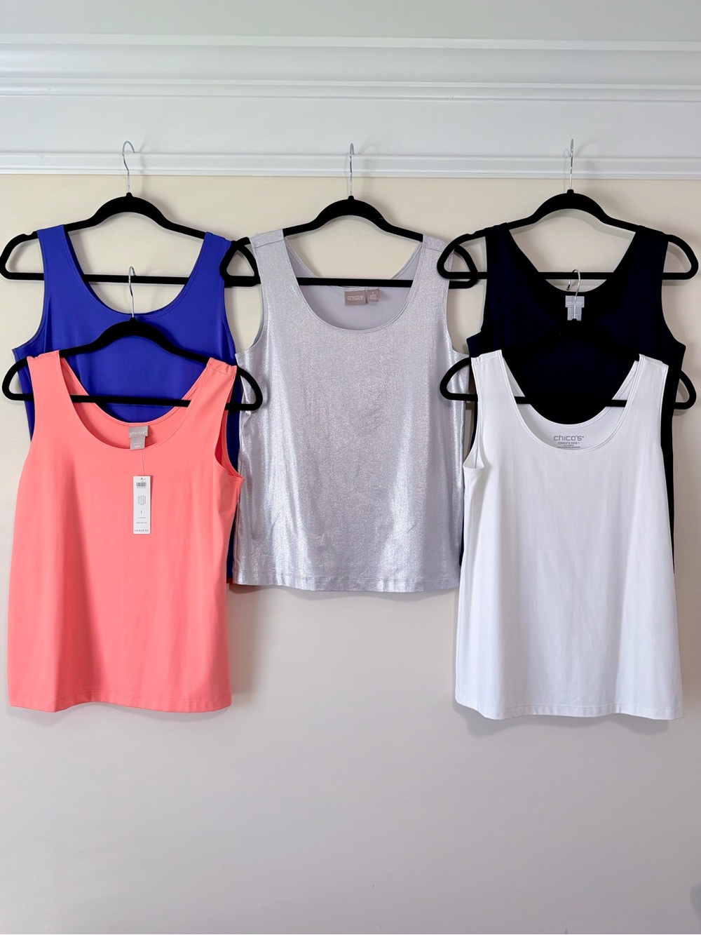 Five Chico's Sleeveless Tank Tops - Classic Scoop Neck